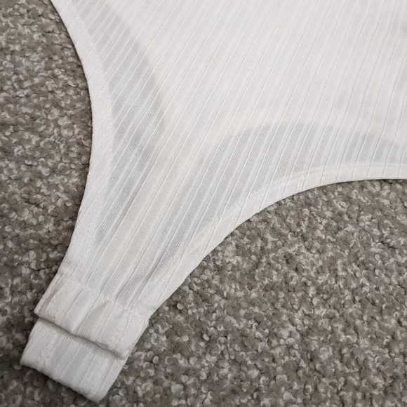(2/$25) SWS ribbed bodysuit spaghetti strap white - Picture 4 of 12